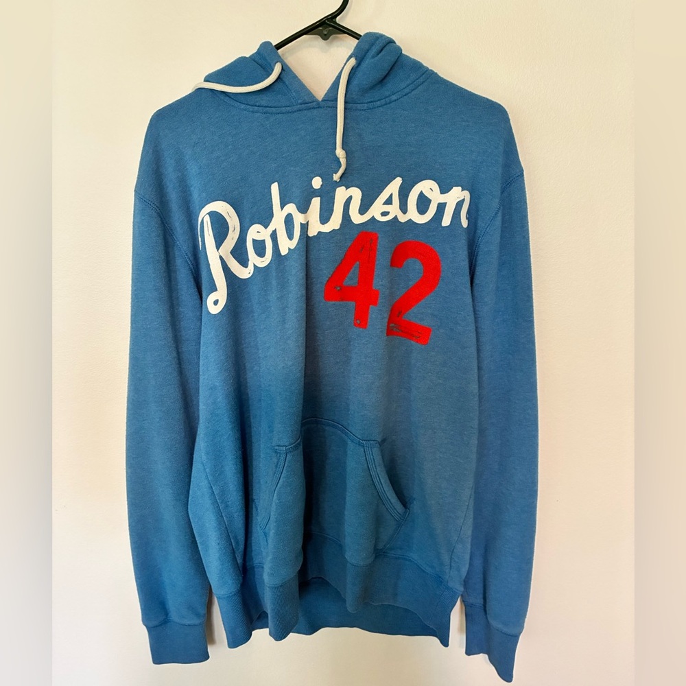Robinson Men's Blue Hoodie with Red Details